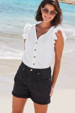 Next Blusentop »Oberteil Aus Leinenmischung Mit Rüschenärmeln« (1-tlg) -Next Geschäft 00013681 be64 5c97 b0cb 78409b18e733