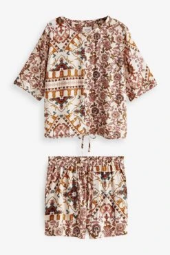 Next Pyjama Gewebter Pyjama Mit Shorts Und Ballonsaum (2 Tlg)