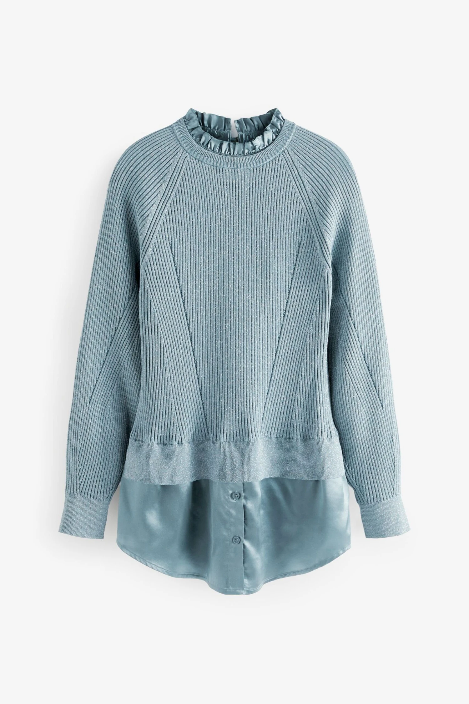 Next Strickpullover »Glitzer-Pullover Mit Rüschen Und Hemd-Lagenlook« (1-tlg) 1 Next Strickpullover »Glitzer-Pullover Mit Rüschen Und Hemd-Lagenlook« (1-tlg)