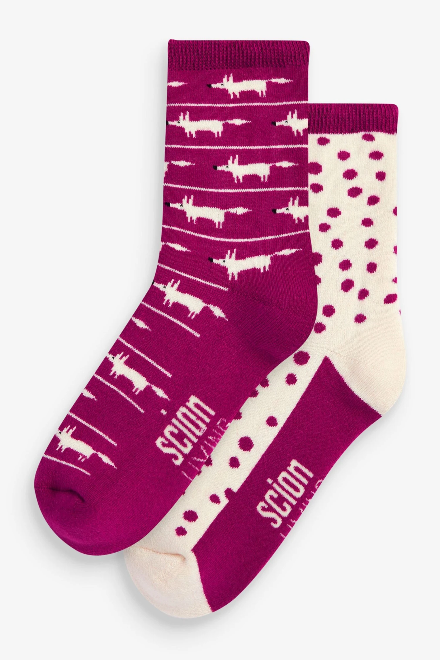 Mr. Fox, Magenta - Scion At Next Knöchelhohe Gummistiefel-Socken, 2er-Pack 1 Mr. Fox, Magenta - Scion At Next Knöchelhohe Gummistiefel-Socken, 2er-Pack