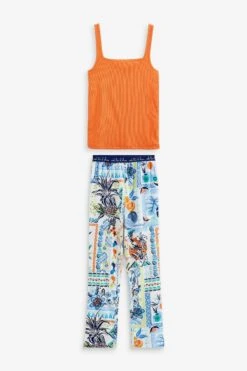 Next Pyjama Pyjama Mit Geripptem Trägertop Aus Baumwolle (2 Tlg)