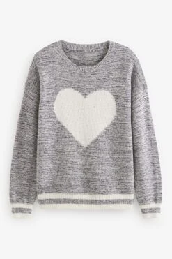 Next Rundhalspullover »Lustiger Pullover Mit Zierstreifen Und Herzmotiv« (1-tlg)