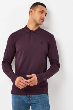 Burgunderrot - Next Langärmeliges Pikee-Poloshirt