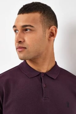 Burgunderrot - Next Langärmeliges Pikee-Poloshirt -Next Geschäft 573316s3
