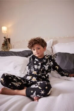 Schwarz/weiß - Next Matching Kinder Pyjama Mit Waldtieren, Familienkollektion (9 Monate Bis 16 Jahre) -Next Geschäft 640045s3