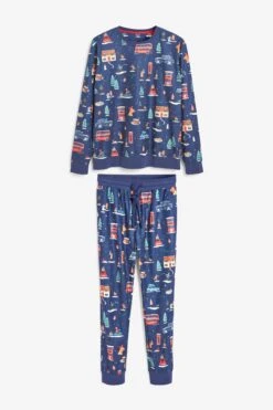 Marineblau - Next Herren Pyjama Mit Londoner Bus, Teil Der Familienkollektion -Next Geschäft 660268s14