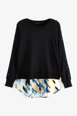 Next Rundhalspullover »Rundhalsauspullover Im Hemd-Lagenlook« (1-tlg)