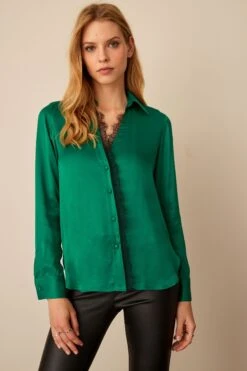 Next Satinbluse Satinbluse Mit V-Ausschnitt (1-tlg)