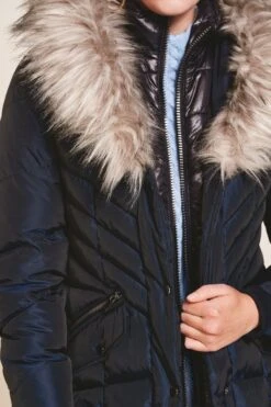 Next Wattierter Mantel Mit Fellimitat-Besatz -Next Geschäft 840 679s3