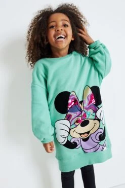 Minnie Mouse Lizenziert, Grün, Pailletten - Next Pulloverkleid (3-16yrs)