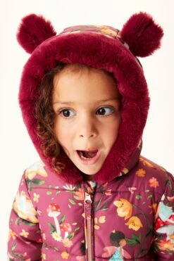 Beerenrot - Next Spritzwasserabweisender Schneeanzug Mit Fellimitat-Kapuze Und Blumenprint (3 Monate Bis 7 Jahre) -Next Geschäft A77523s4