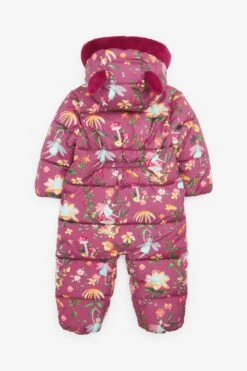 Beerenrot - Next Spritzwasserabweisender Schneeanzug Mit Fellimitat-Kapuze Und Blumenprint (3 Monate Bis 7 Jahre) -Next Geschäft A77523s6