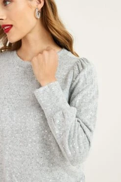 Next Bequemer Pullover Mit Puffärmeln Und Pailletten -Next Geschäft A85 395s4