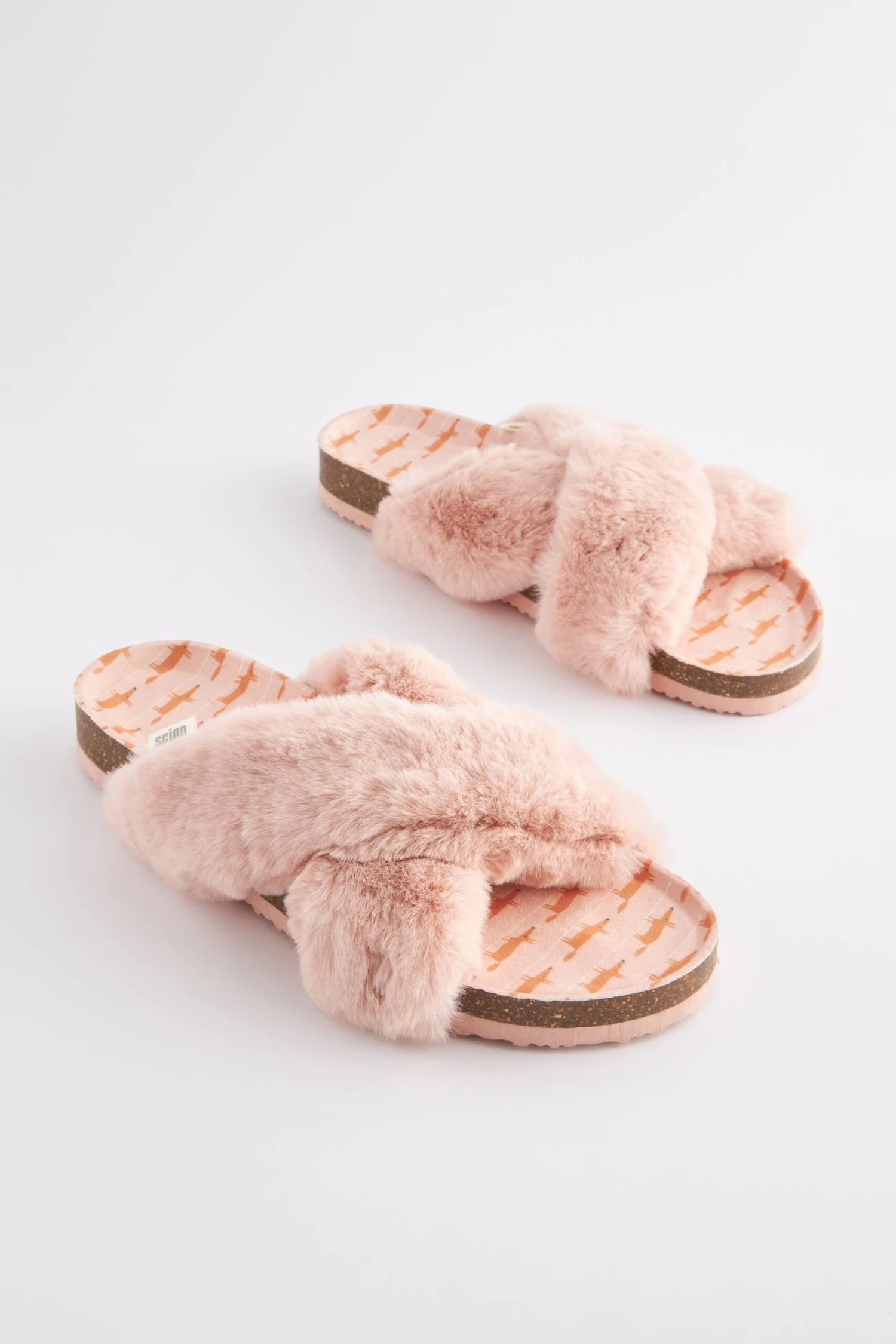 Pink, Mr Fox - Scion At Next Korkpantoffeln Mit überkreuztem Design 1 Pink, Mr Fox - Scion At Next Korkpantoffeln Mit überkreuztem Design