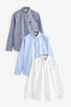 Next Langärmelige Oxford-Hemden Mit Stretch Im Multipack