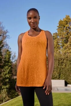 Orange - Next Active Jersey Sports Animal Burnout Vest Top