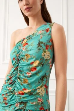 Petrol/Blau Geblümt - Preen X Next One-Shoulder-Top Mit Raffung -Next Geschäft C57 734s4