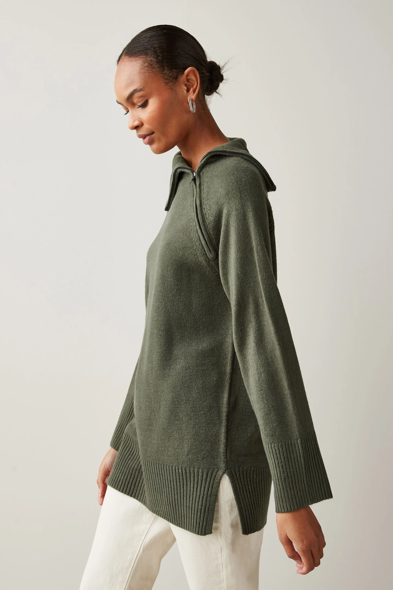 Next Tunikapullover Mit Stehkragen Und Reißverschluss 3 Next Tunikapullover Mit Stehkragen Und Reißverschluss – Bild 3