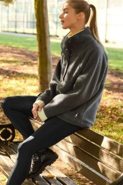 Next Elements Fleeceoberteil Mit Druckknopfleiste Am Kragen