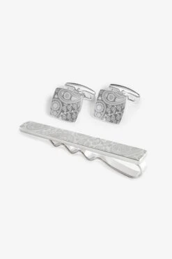 Silberfarben - Simon Carter For Next Manschettenknöpfe Und Krawattennadel Mit Paisley-Muster