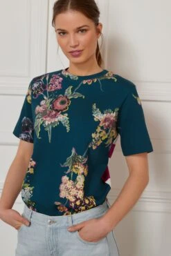 Preen X Next - T-Shirt Mit Blumen-Streifenmuster, Marineblau