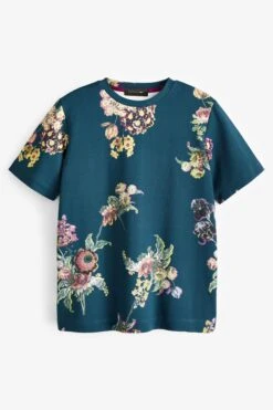 Preen X Next - T-Shirt Mit Blumen-Streifenmuster, Marineblau 9 Preen X Next - T-Shirt Mit Blumen-Streifenmuster, Marineblau -Next Geschäft D41661s5