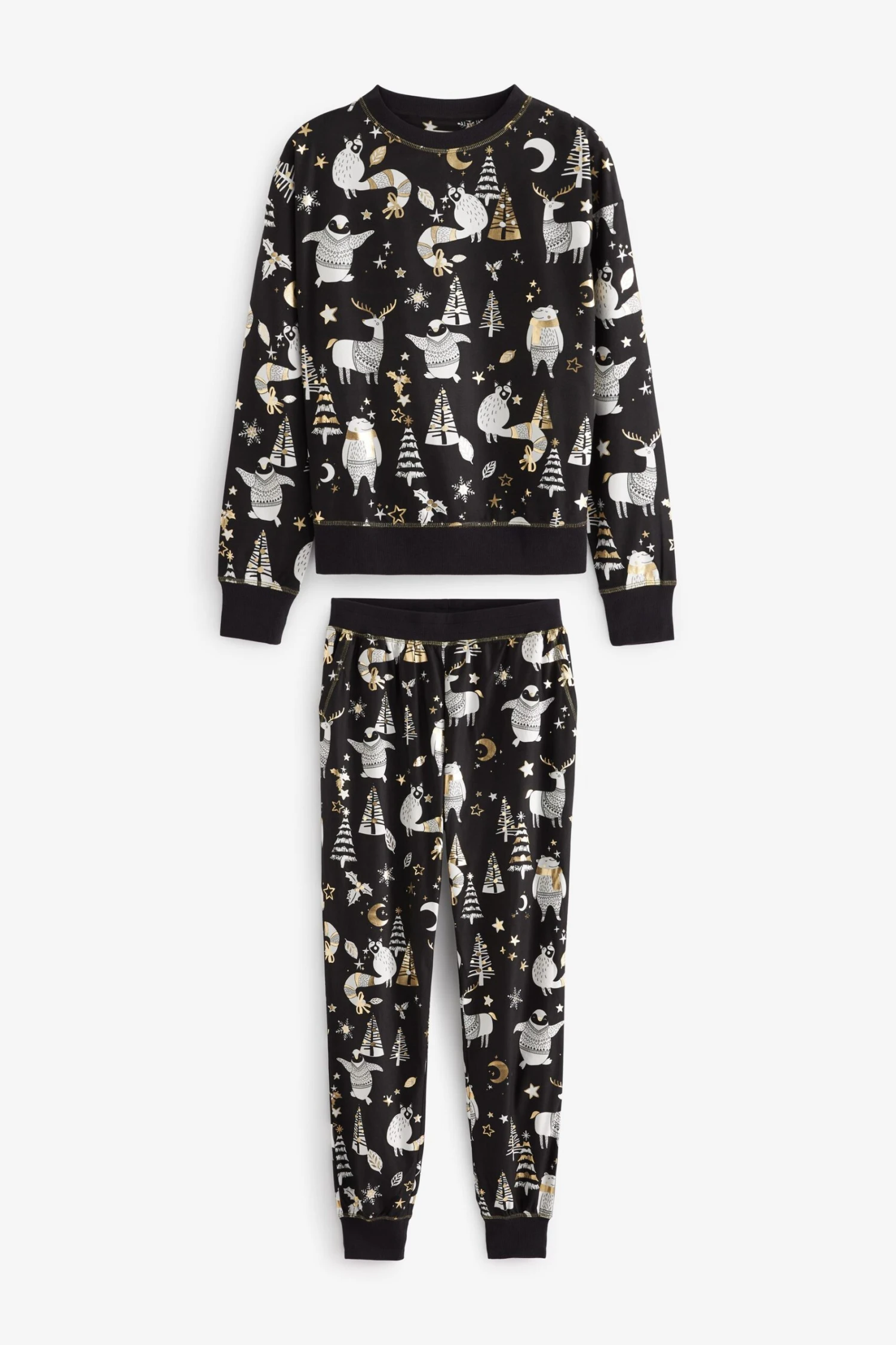 Schwarz/weiß - Next Matching Damen Pyjama Mit Waldtieren, Familienkollektion 5 Schwarz/weiß - Next Matching Damen Pyjama Mit Waldtieren, Familienkollektion – Bild 5