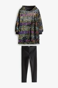 Schwarz/Regenbogen, Mehrfarbig - Next Set Mit Kapuzensweatshirt Mit Pailletten Und Leggings (3-16yrs) 11 Schwarz/Regenbogen, Mehrfarbig - Next Set Mit Kapuzensweatshirt Mit Pailletten Und Leggings (3-16yrs) -Next Geschäft M45341s5