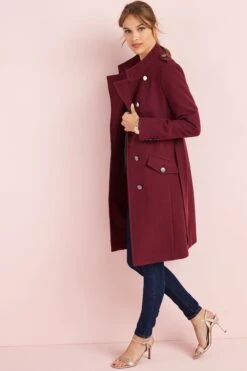 Next Wickelmantel Mit Weitem Stehkragen, Gürtel Und Knopfleiste Vorne