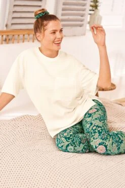 Grünes Blumenmuster - Morris & Co. At Next Pyjama-Set Mit T-Shirt Und Leggings