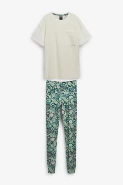 Grünes Blumenmuster - Morris & Co. At Next Pyjama-Set Mit T-Shirt Und Leggings 13 Grünes Blumenmuster - Morris & Co. At Next Pyjama-Set Mit T-Shirt Und Leggings -Next Geschäft T14516s2
