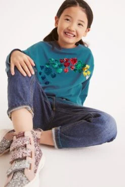 Next Langärmeliges Shirt Mit Paillettenbesatz (3-16yrs) -Next Geschäft T23 999s3