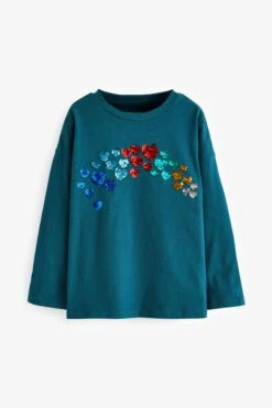 Next Langärmeliges Shirt Mit Paillettenbesatz (3-16yrs) -Next Geschäft T23999s5