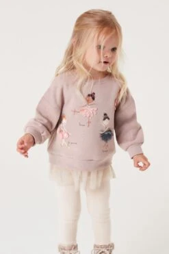 Pink - Next Sweatshirt Aus Netzstoff Mit Ballerinamotiv Und Leggings Im Set (3 Monate Bis 7 Jahre)