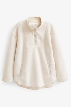 Creme - Next Kuscheliges Premium-Top Aus Teddyfell Mit Halber Knopfleiste -Next Geschäft T73094s7