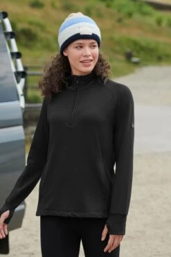 Schwarz - Next Elements Angerautes Thermo-Top Mit Halbem Reißverschluss