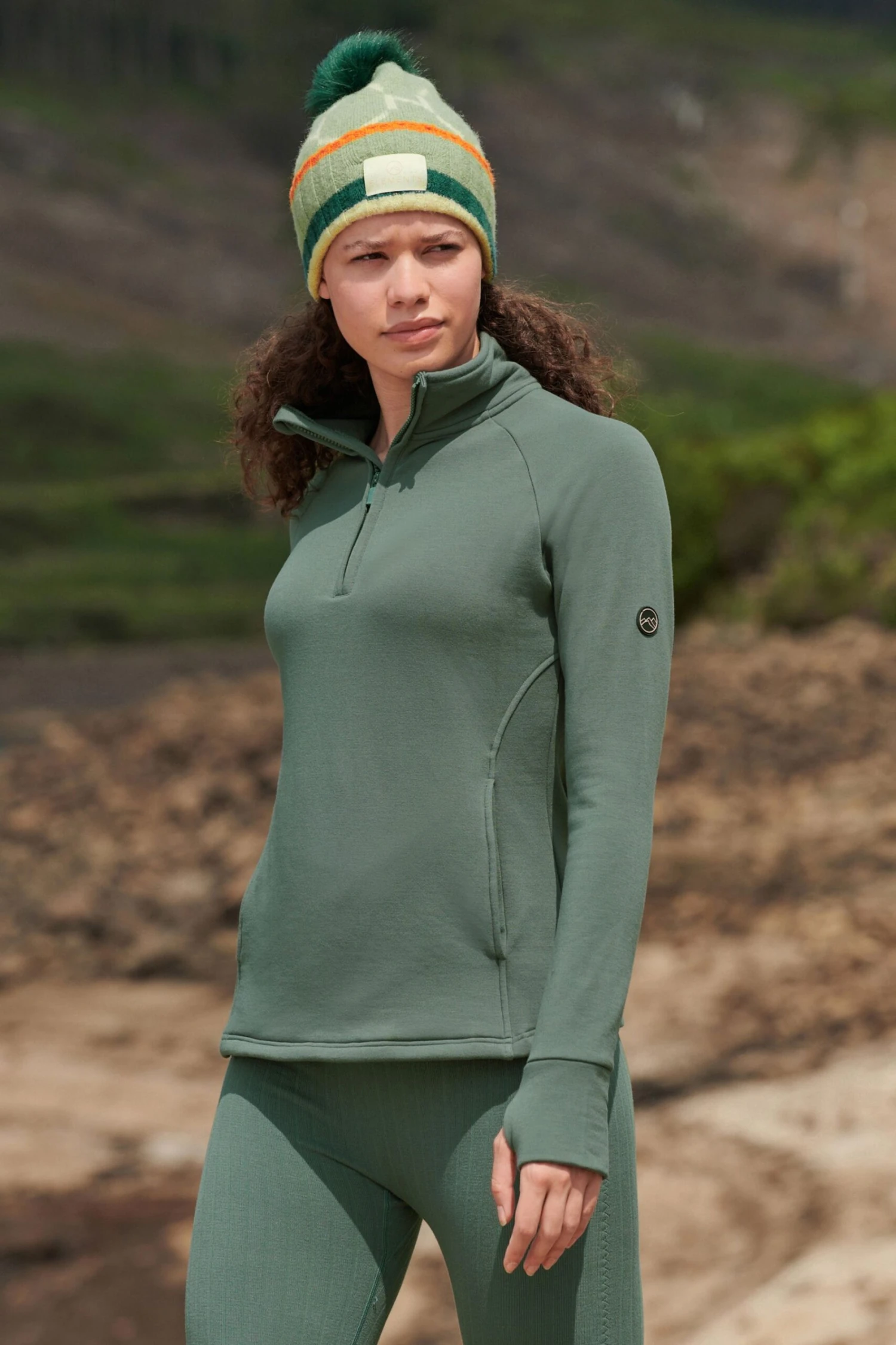 Salbeigrün - Next Elements Angerautes Thermo-Top Mit Halbem Reißverschluss 1 Salbeigrün - Next Elements Angerautes Thermo-Top Mit Halbem Reißverschluss