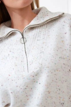 Ecru Creme - Next Strickpullover Mit Troyer-Kragen Und Noppen -Next Geschäft T76917s5