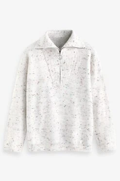 Ecru Creme - Next Strickpullover Mit Troyer-Kragen Und Noppen -Next Geschäft T76917s6