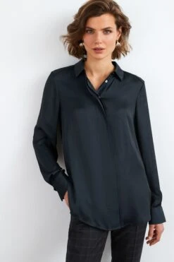 Next Geschäft 9 Marineblau - Next Satinhemd