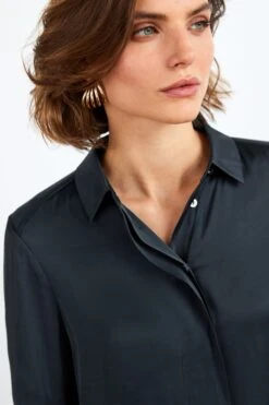 Marineblau - Next Satinhemd -Next Geschäft T88 619s4