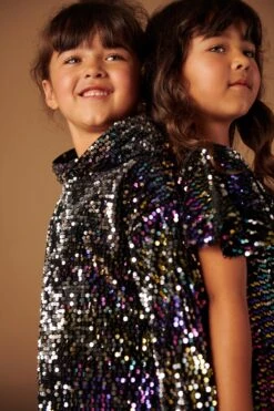 Next Glitzerndes Partykleid Aus Velours Mit Pailletten (3-16yrs) -Next Geschäft T99482s5