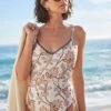 Cremefarben Paisley - Savannah Miller X Next Bauchformender Badeanzug Mit Tiefem Ausschnitt