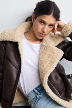 Braun - Next Pilotenmantel Aus Lederimitat Mit Teddyfellfutter -Next Geschäft U17 091s4