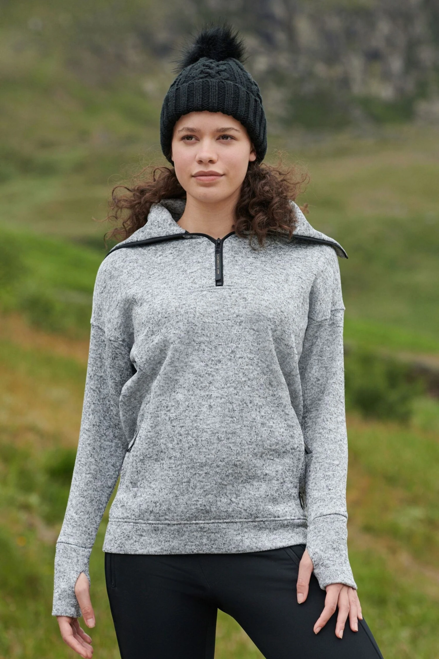 Next Active Sports Outdoor-Sweatshirt Mit RV-Kragen In Strickoptik 1 Next Active Sports Outdoor-Sweatshirt Mit RV-Kragen In Strickoptik