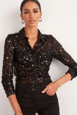 Next Langärmeliges Hemd Mit Geraffter Vorderseite