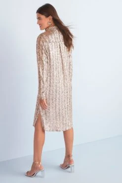 Next Langes, Langärmeliges Tunikahemd Mit Pailletten -Next Geschäft U64004s3