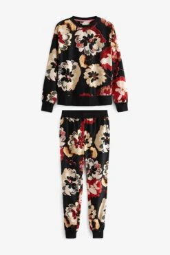 Schwarzes Florales Muster - Next Superweicher Kuscheliger Pyjam -Next Geschäft U81 930s5