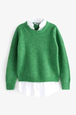 Next Strickpullover »Langärmliger Pullover Im Hemd-Lagenlook« (1-tlg)