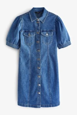 Next Jeanskleid Jeanskleid Mit Kurzen Puffärmeln (1-tlg)